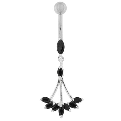 Jeweled Dangling Floral Chandelier Belly Button Ring - Monster Piercing