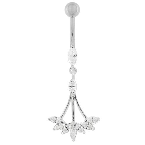 Jeweled Dangling Floral Chandelier Belly Button Ring - Monster Piercing