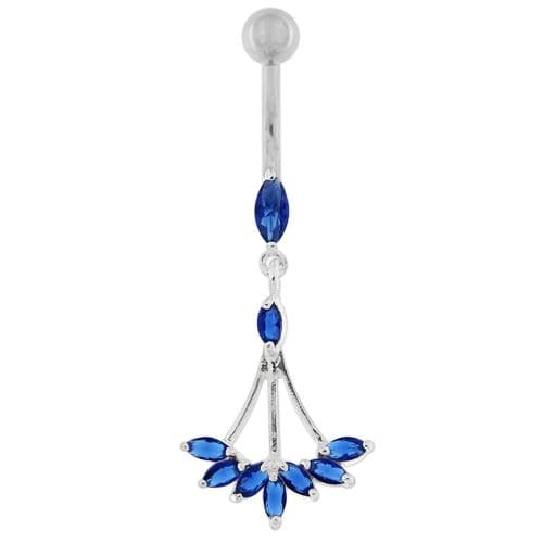 Jeweled Dangling Floral Chandelier Belly Button Ring - Monster Piercing