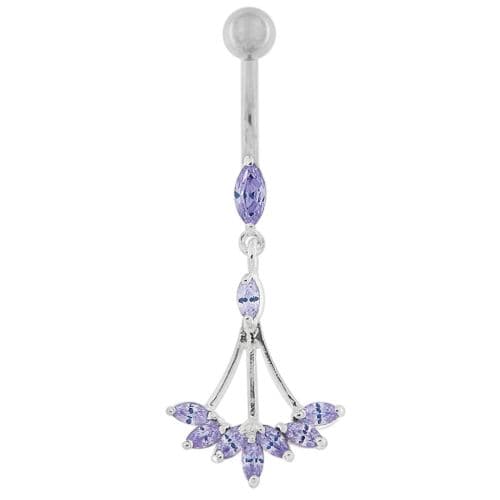 Jeweled Dangling Floral Chandelier Belly Button Ring - Monster Piercing