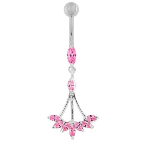 Jeweled Dangling Floral Chandelier Belly Button Ring - Monster Piercing