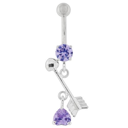 Arrow with Heart Dangling Belly Button Ring - Monster Piercing