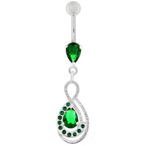 Tear Drop CZ with Fusion Infinity Dangling Belly Button Ring - Monster Piercing