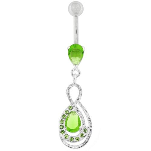 Tear Drop CZ with Fusion Infinity Dangling Belly Button Ring - Monster Piercing