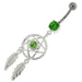 Center Jeweled Star Dream Catcher Dangling Navel Ring - Monster Piercing