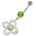 Flower With Bow Jeweled Silver Belly Button Ring - Monster Piercing