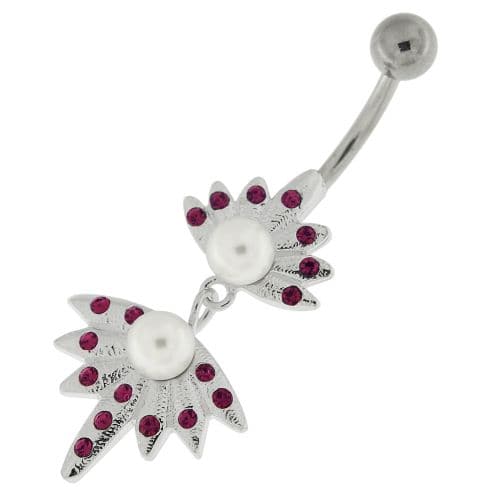 Pearls in the Jeweled Shell Navel Belly Button Ring - Monster Piercing