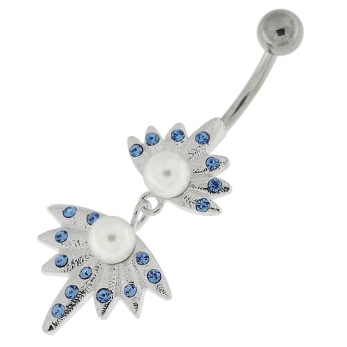 Pearls in the Jeweled Shell Navel Belly Button Ring - Monster Piercing