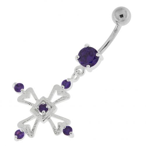 Jeweled Irish Cross Navel Belly Button Ring - Monster Piercing