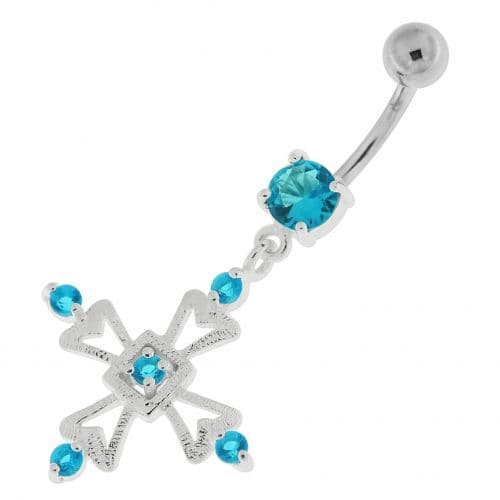 Jeweled Irish Cross Navel Belly Button Ring - Monster Piercing