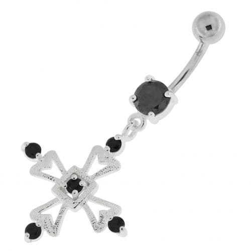 Jeweled Irish Cross Navel Belly Button Ring - Monster Piercing