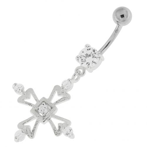 Jeweled Irish Cross Navel Belly Button Ring - Monster Piercing