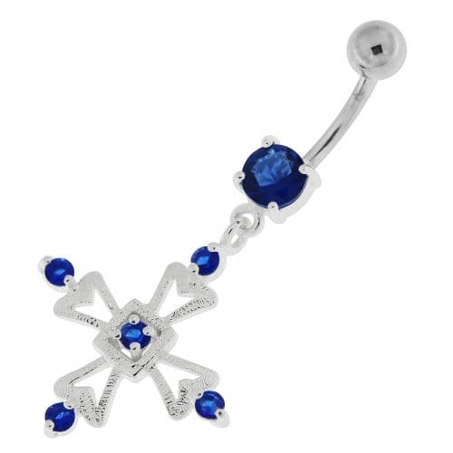 Jeweled Irish Cross Navel Belly Button Ring - Monster Piercing