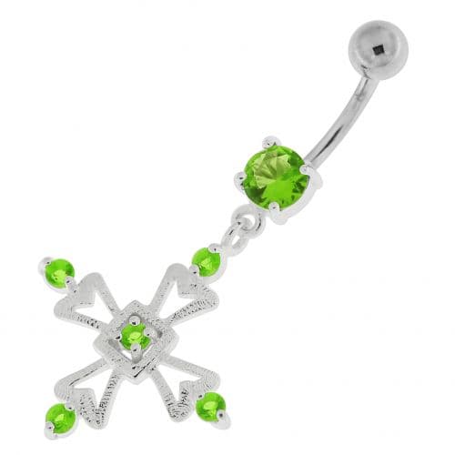 Jeweled Irish Cross Navel Belly Button Ring - Monster Piercing