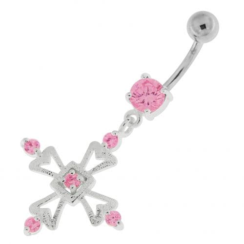 Jeweled Irish Cross Navel Belly Button Ring - Monster Piercing