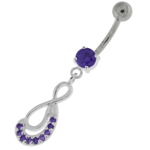 Crescent Nine Stones Jeweled Infinity Navel Belly Button Ring - Monster Piercing