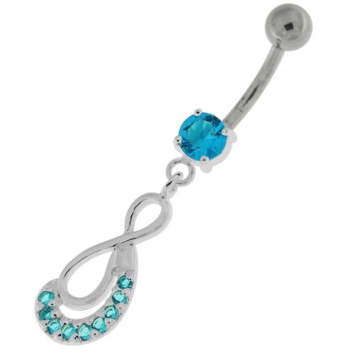 Crescent Nine Stones Jeweled Infinity Navel Belly Button Ring - Monster Piercing