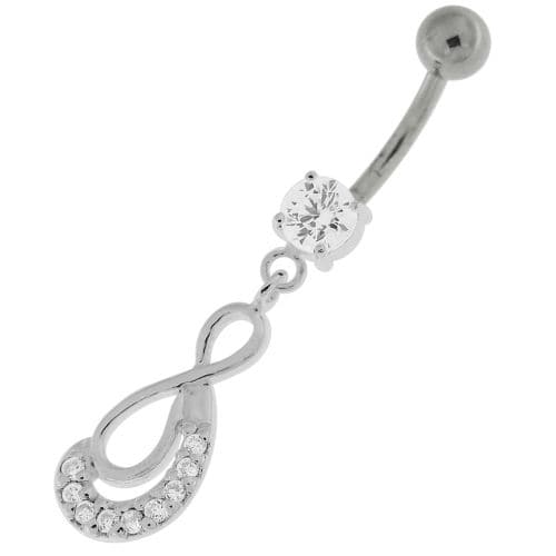 Crescent Nine Stones Jeweled Infinity Navel Belly Button Ring - Monster Piercing