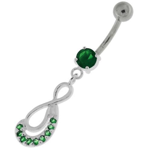 Crescent Nine Stones Jeweled Infinity Navel Belly Button Ring - Monster Piercing