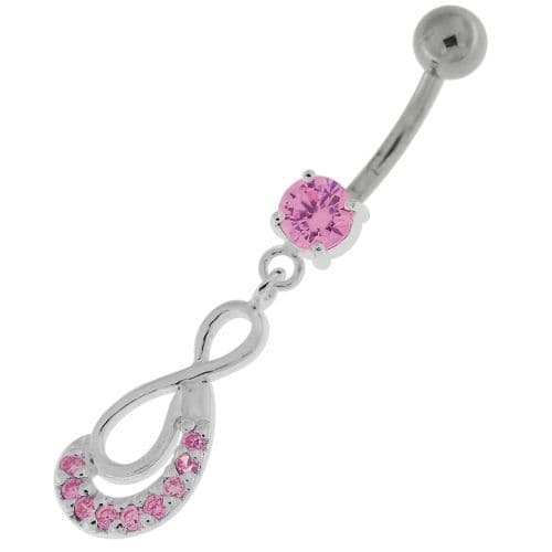 Crescent Nine Stones Jeweled Infinity Navel Belly Button Ring - Monster Piercing