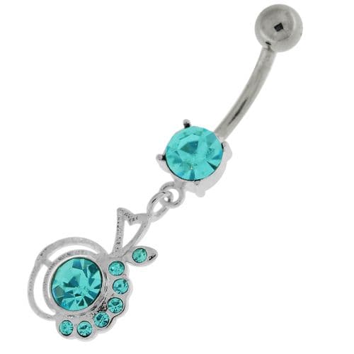 Half Jeweled Half Plain Navel Belly Button Ring - Monster Piercing