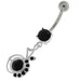 Half Jeweled Half Plain Navel Belly Button Ring - Monster Piercing