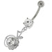 Half Jeweled Half Plain Navel Belly Button Ring - Monster Piercing