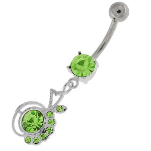 Half Jeweled Half Plain Navel Belly Button Ring - Monster Piercing