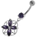 Jeweled Flower Cut out Navel Belly Button Ring - Monster Piercing