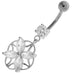 Jeweled Flower Cut out Navel Belly Button Ring - Monster Piercing