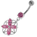 Jeweled Flower Cut out Navel Belly Button Ring - Monster Piercing