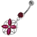 Jeweled Flower Cut out Navel Belly Button Ring - Monster Piercing