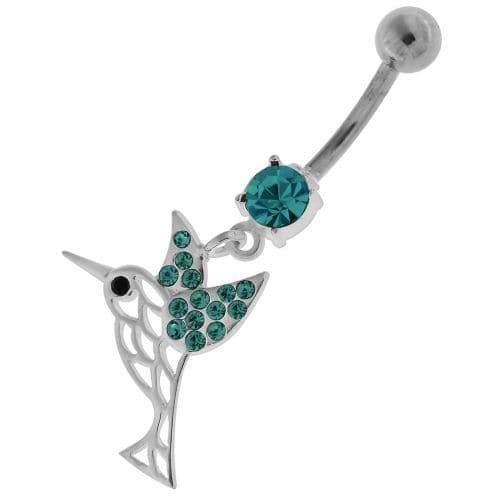 Flying Jeweled Sparrow Cut out Navel Belly Button Ring - Monster Piercing