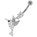 Flying Jeweled Sparrow Cut out Navel Belly Button Ring - Monster Piercing