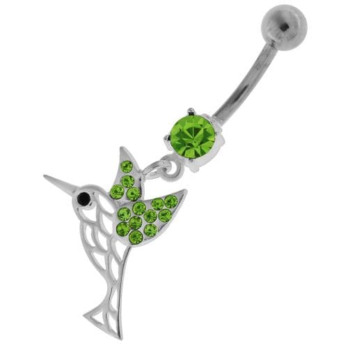 Flying Jeweled Sparrow Cut out Navel Belly Button Ring - Monster Piercing