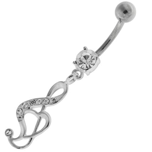 Jeweled Music Note Navel Belly Button Ring - Monster Piercing