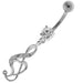 Jeweled Music Note Navel Belly Button Ring - Monster Piercing