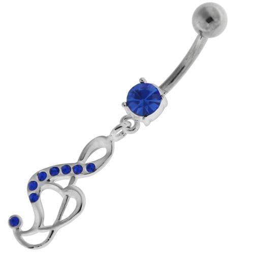 Jeweled Music Note Navel Belly Button Ring - Monster Piercing