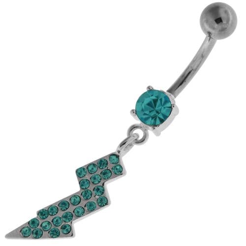 Multi Jeweled Lightning Bolt Navel Belly Button Ring - Monster Piercing