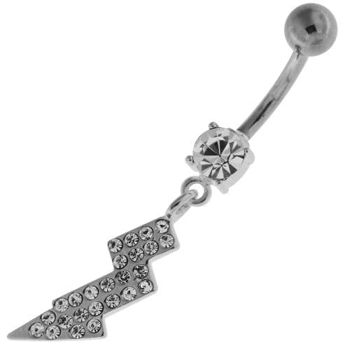 Multi Jeweled Lightning Bolt Navel Belly Button Ring - Monster Piercing