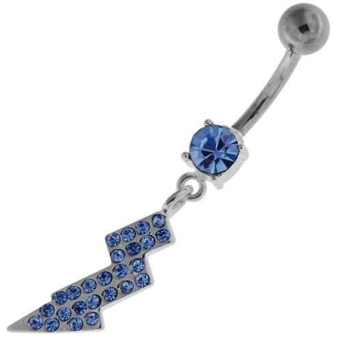 Multi Jeweled Lightning Bolt Navel Belly Button Ring - Monster Piercing