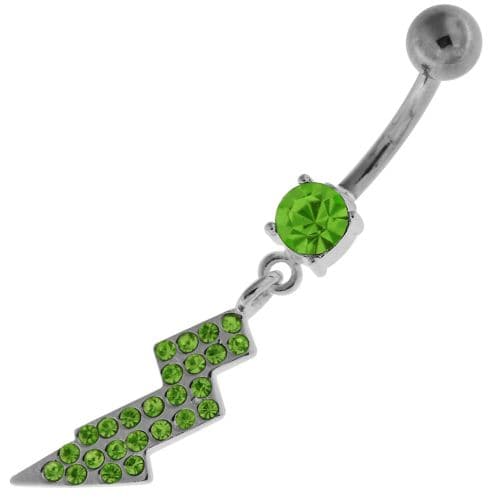 Multi Jeweled Lightning Bolt Navel Belly Button Ring - Monster Piercing