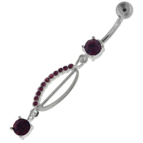 Dangling Jeweled safety Pin Belly Button Bar - Monster Piercing