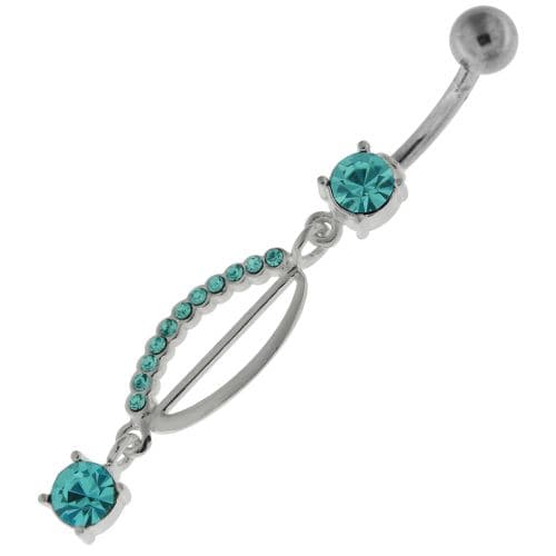 Dangling Jeweled safety Pin Belly Button Bar - Monster Piercing