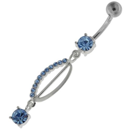 Dangling Jeweled safety Pin Belly Button Bar - Monster Piercing