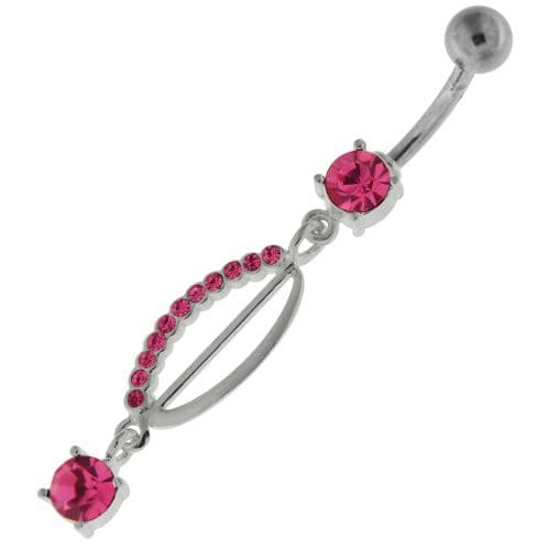 Dangling Jeweled safety Pin Belly Button Bar - Monster Piercing