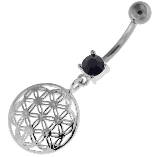 Dangling Flower of Life Navel Belly Button Bar - Monster Piercing