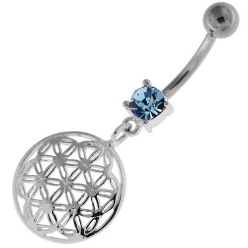 Dangling Flower of Life Navel Belly Button Bar - Monster Piercing