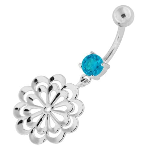 Fancy Single Stone Jeweled Dangling Belly Ring - Monster Piercing