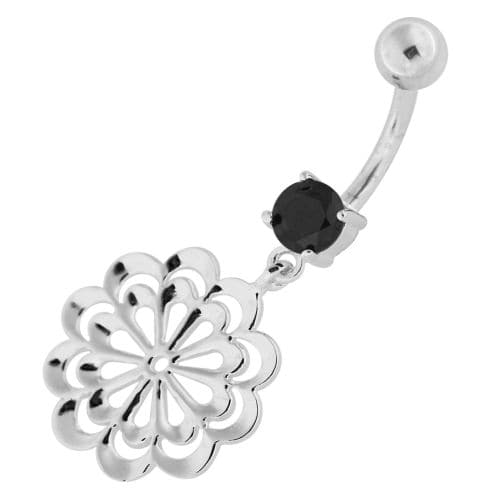 Fancy Single Stone Jeweled Dangling Belly Ring - Monster Piercing